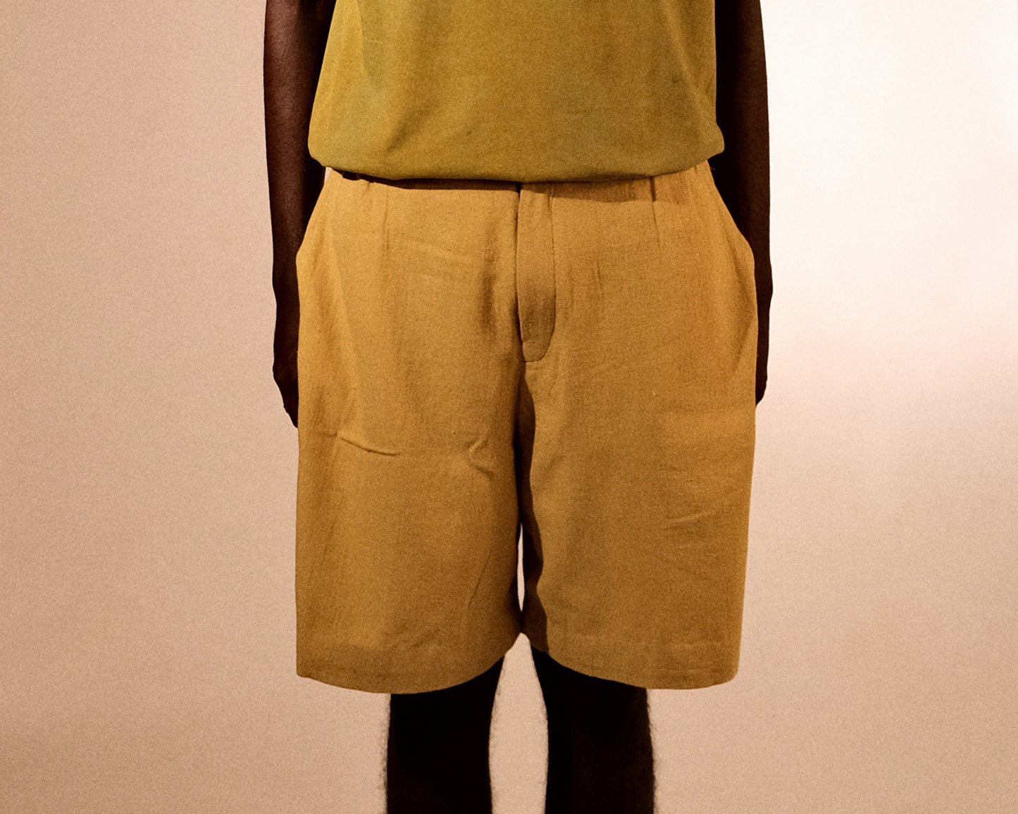 plain unisex shorts in lemon yellow