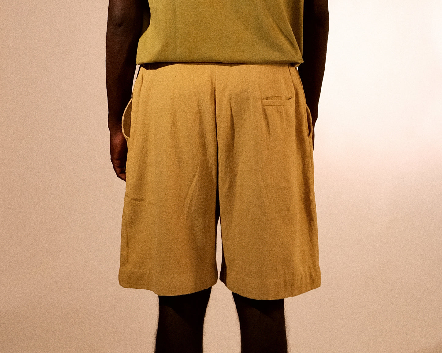 plain unisex shorts in lemon yellow