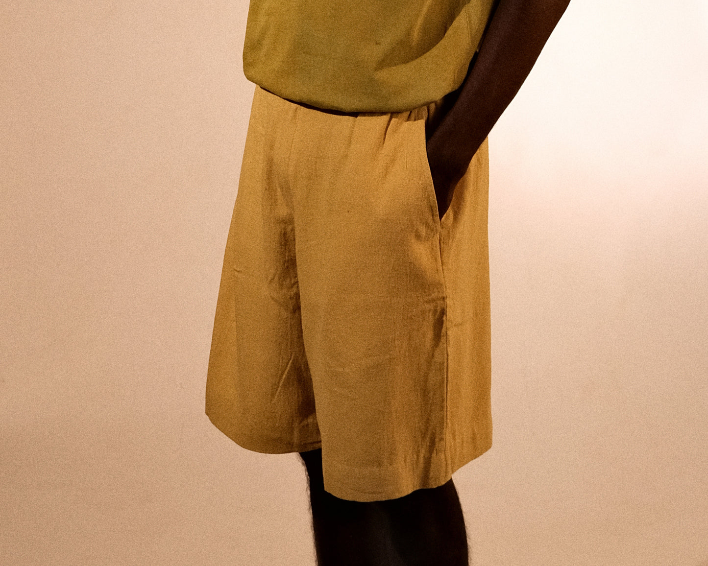 plain unisex shorts in lemon yellow
