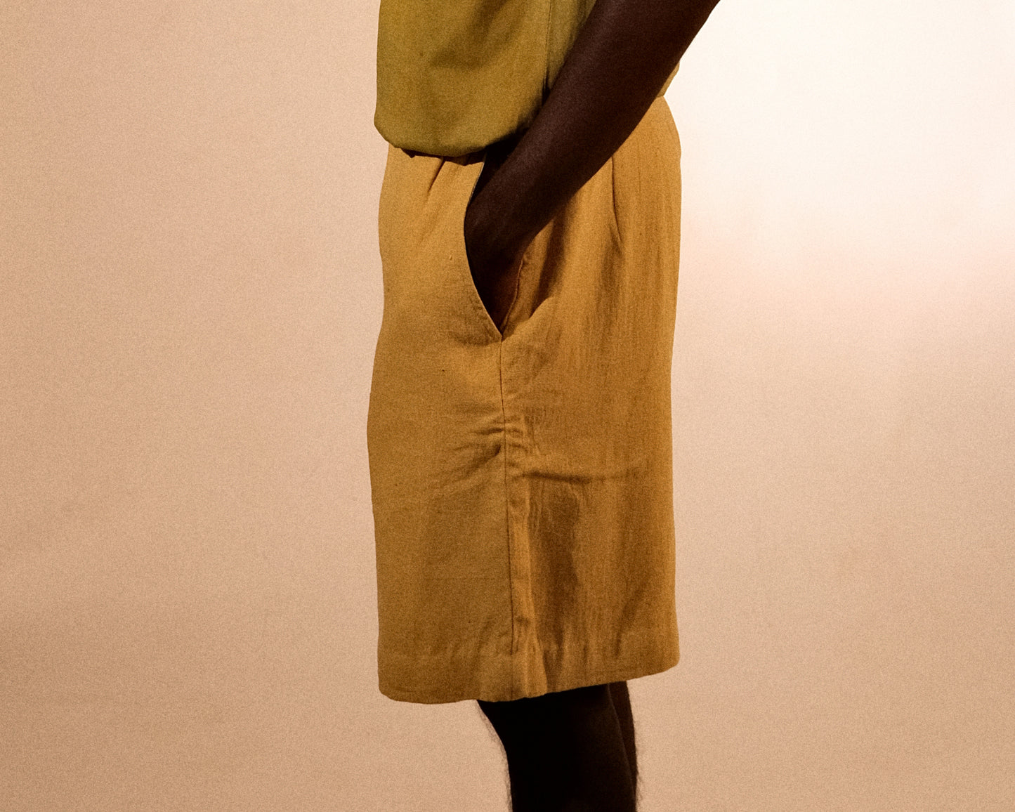 plain unisex shorts in lemon yellow