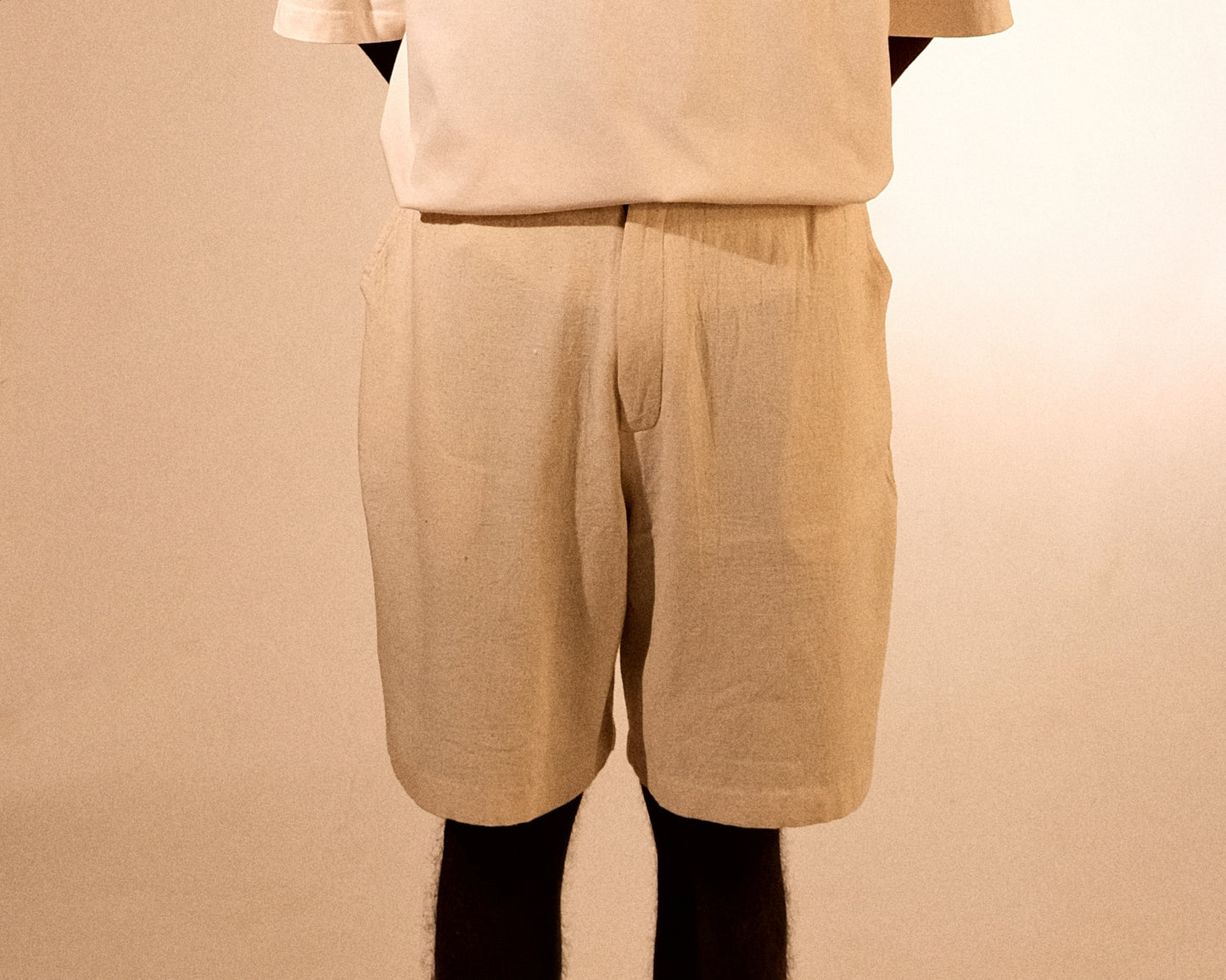 plain unisex shorts in ecru