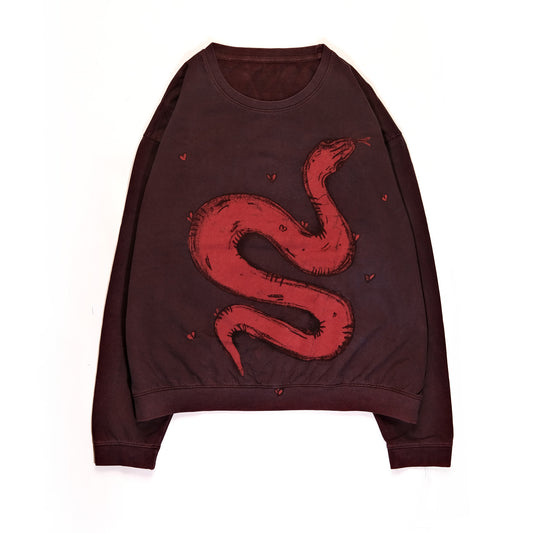 Serpent Crewneck in Purple Blood