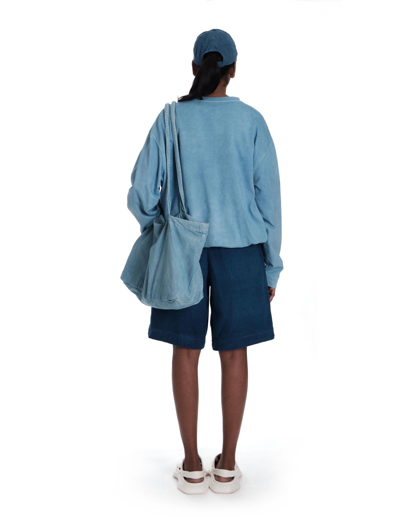 oversized organic cotton crew neck in light indigo