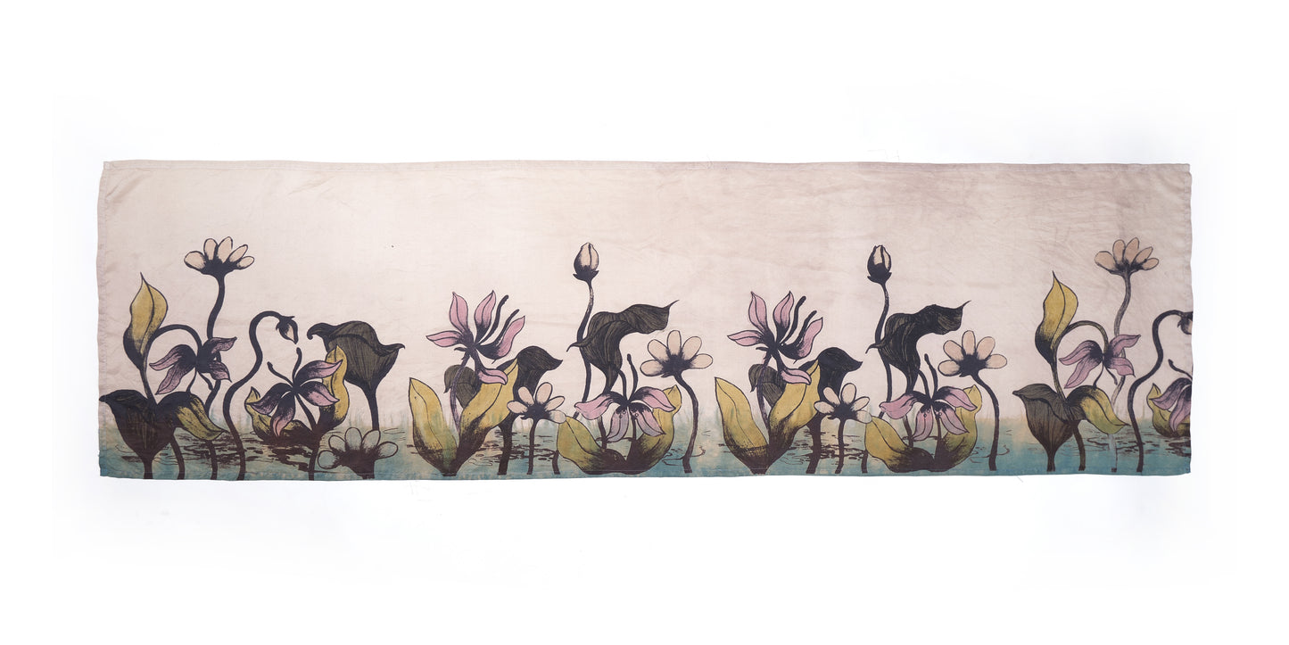 Silk Stole In “ Lotus Garden”