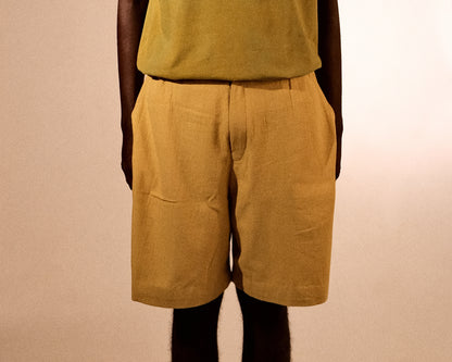 plain unisex shorts in lemon yellow