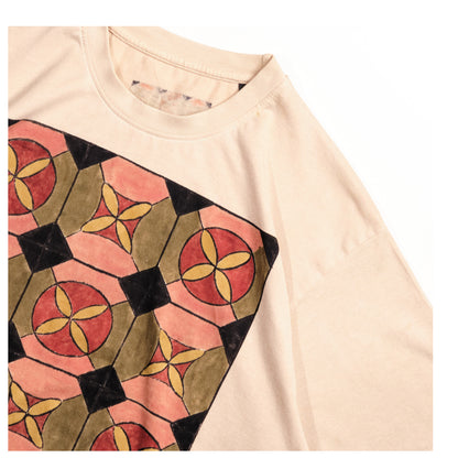 Athangudi Tiles in Ecru – collar and print detail