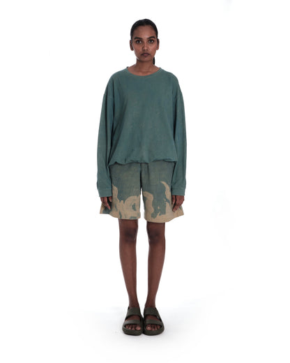 oversized organic cotton crew neck in forest green