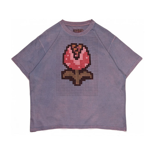 Brick Flower "Purple Anaglyph" – Naturally Dyed Oversized T-Shirt | Bakr