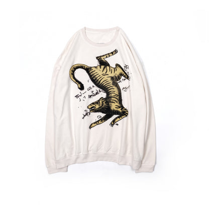 oversized printed organic cotton crew neck in Ecru