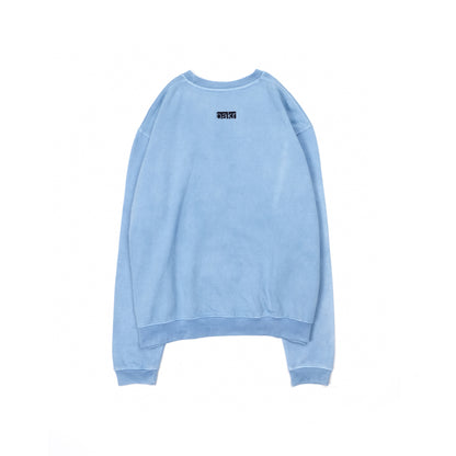 oversized printed organic cotton crew neck in Light Indigo
