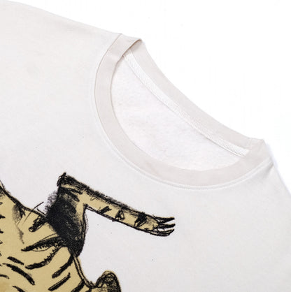 oversized printed organic cotton crew neck in Ecru
